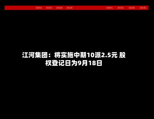 江河集团:将实施中期10派2.5元 股权登记日为9月18日
