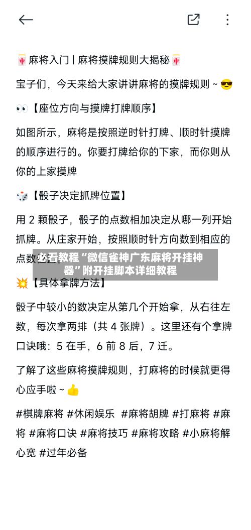 必看教程“微信雀神广东麻将开挂神器”附开挂脚本详细教程-第2张图片
