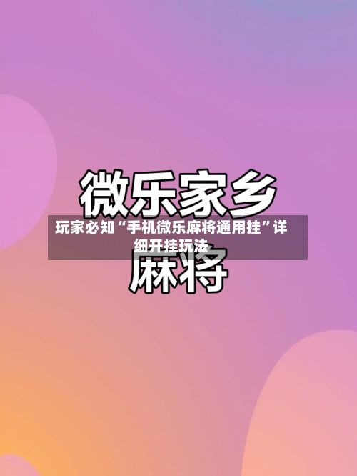 玩家必知“手机微乐麻将通用挂	”详细开挂玩法-第3张图片