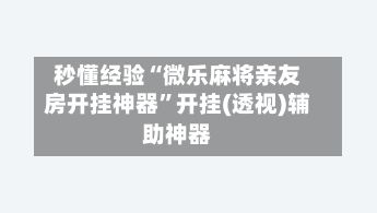 秒懂经验“微乐麻将亲友房开挂神器”开挂(透视)辅助神器-第2张图片