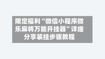 限定福利“微信小程序微乐麻将万能开挂器”详细分享装挂步骤教程-第2张图片
