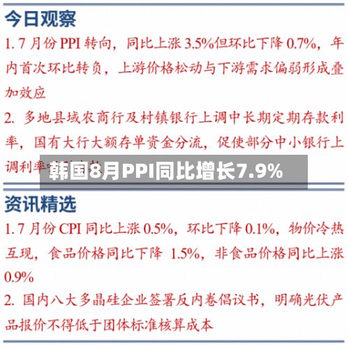 韩国8月PPI同比增长7.9%-第2张图片