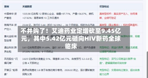 不并购了！艾迪药业定增砍至9.45亿元，其中5.42亿元砸向HIV新药全球临床-第2张图片