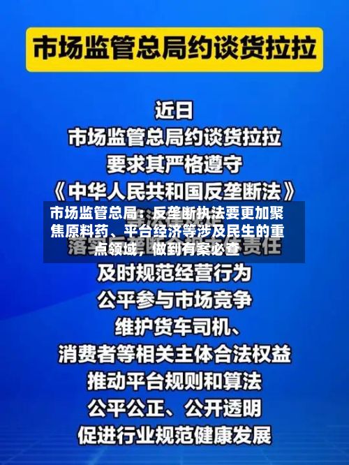 市场监管总局：反垄断执法要更加聚焦原料药、平台经济等涉及民生的重点领域，做到有案必查-第2张图片