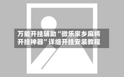 万能开挂辅助“微乐家乡麻将开挂神器”详细开挂安装教程-第3张图片
