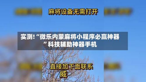 实测!“微乐内蒙麻将小程序必赢神器	”科技辅助神器手机-第2张图片