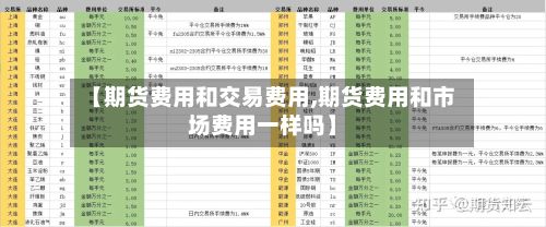 【期货费用和交易费用,期货费用和市场费用一样吗】-第3张图片