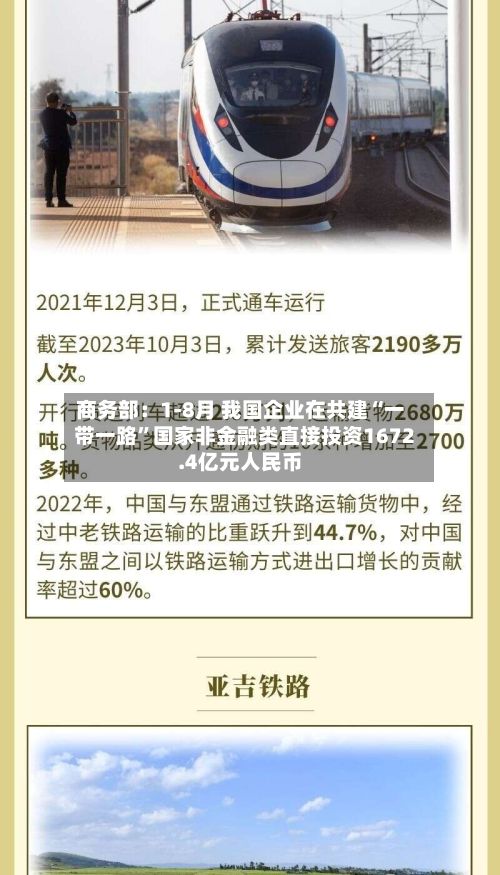 商务部：1-8月 我国企业在共建“一带一路”国家非金融类直接投资1672.4亿元人民币