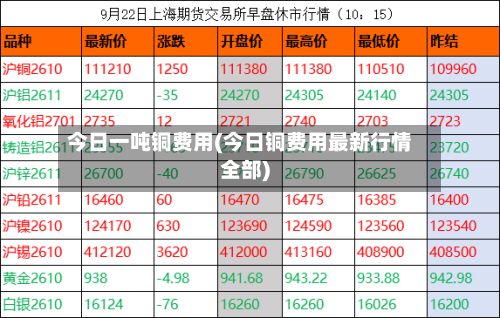 今日一吨铜费用(今日铜费用最新行情全部)