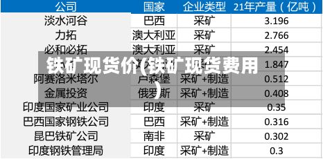 铁矿现货价(铁矿现货费用)