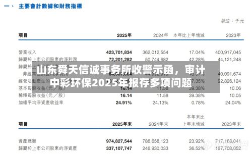 山东舜天信诚事务所收警示函，审计中彩环保2025年报存多项问题-第1张图片
