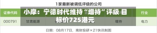 小摩：宁德时代维持“增持”评级 目标价725港元-第2张图片