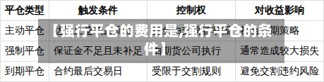 【强行平仓的费用是,强行平仓的条件】-第2张图片