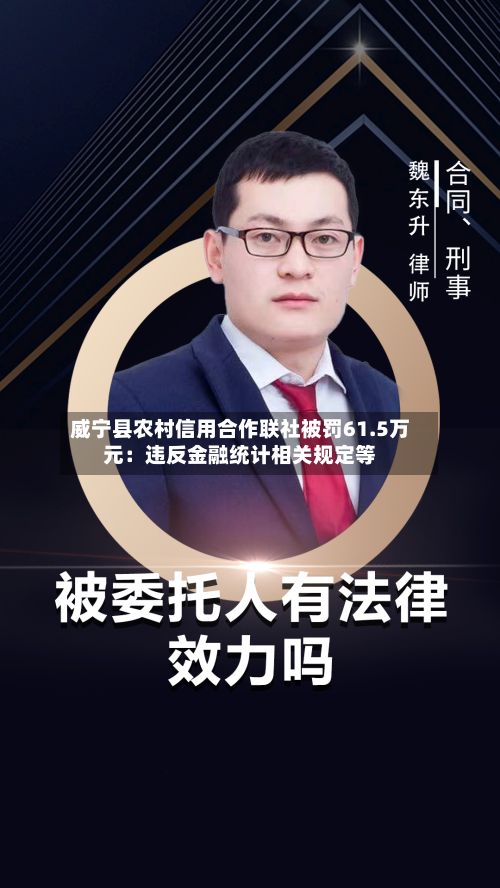 威宁县农村信用合作联社被罚61.5万元：违反金融统计相关规定等