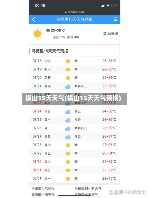 横山15天天气(横山15天天气预报)