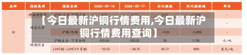 【今日最新沪铜行情费用,今日最新沪铜行情费用查询】