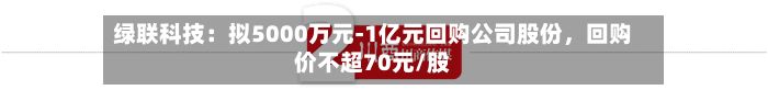 绿联科技：拟5000万元-1亿元回购公司股份	，回购价不超70元/股-第3张图片