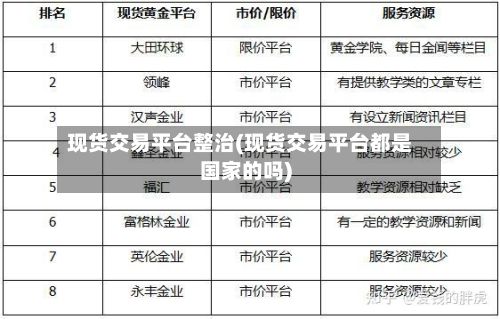 现货交易平台整治(现货交易平台都是国家的吗)