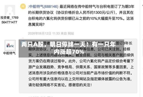 两只A股，明日停牌一天！有一只年内涨超70%-第3张图片