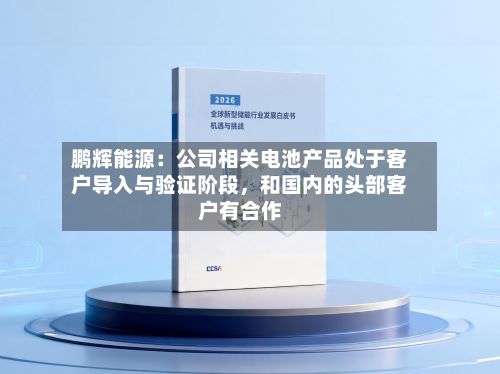 鹏辉能源：公司相关电池产品处于客户导入与验证阶段	，和国内的头部客户有合作-第2张图片