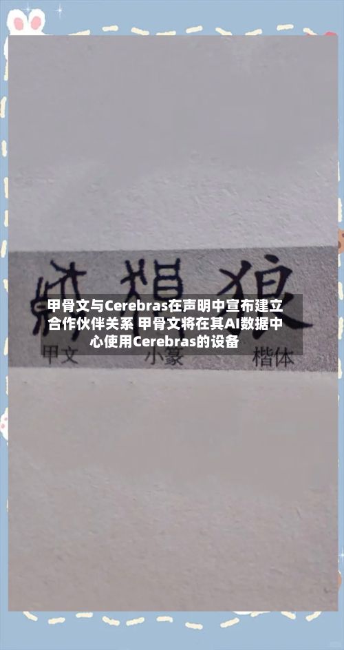 甲骨文与Cerebras在声明中宣布建立合作伙伴关系 甲骨文将在其AI数据中心使用Cerebras的设备