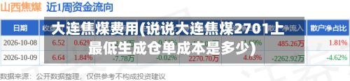 大连焦煤费用(说说大连焦煤2701上最低生成仓单成本是多少)-第2张图片