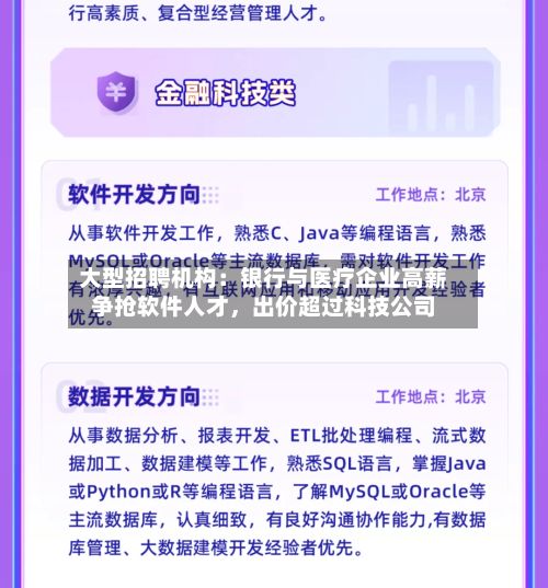 大型招聘机构：银行与医疗企业高薪争抢软件人才，出价超过科技公司-第3张图片