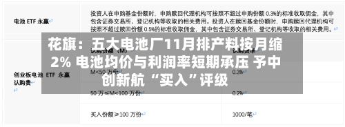 花旗：五大电池厂11月排产料按月缩2% 电池均价与利润率短期承压 予中创新航 “买入”评级-第3张图片