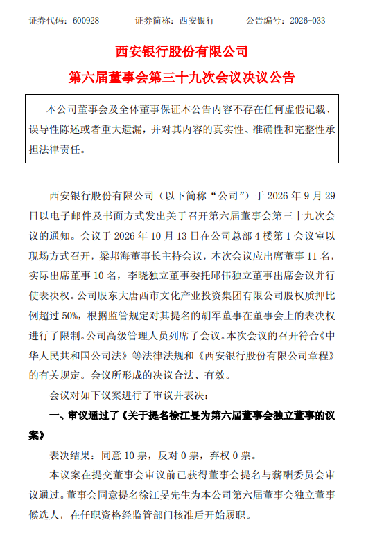 西安银行：聘任田丽、郭广涛为副行长，田丽兼任首席合规官