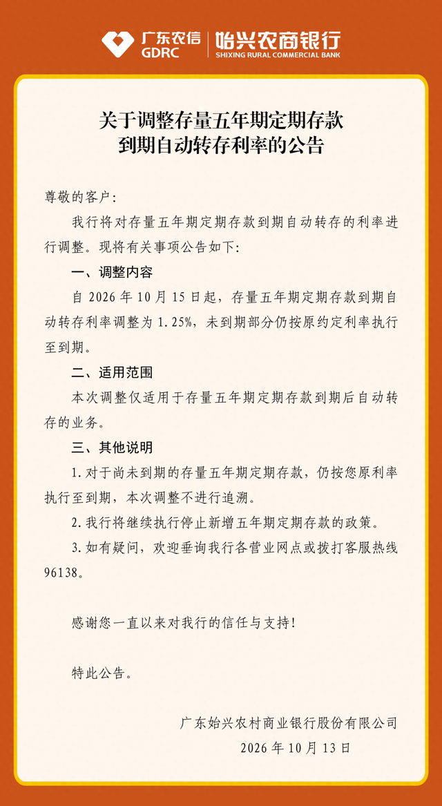 停售五年存款之后，部分中小银行改变自动转存规则：老存单到期自动降档转三年期