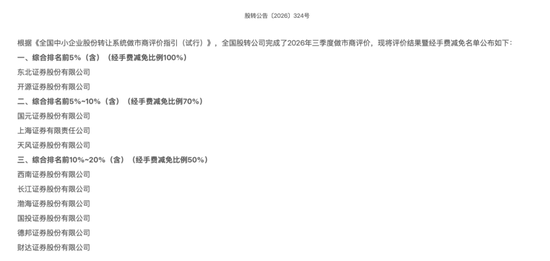 三季度做市商评价出炉， 11家券商获“减免”资格！